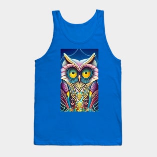 Cool funky magical painting of a wise owl Tank Top